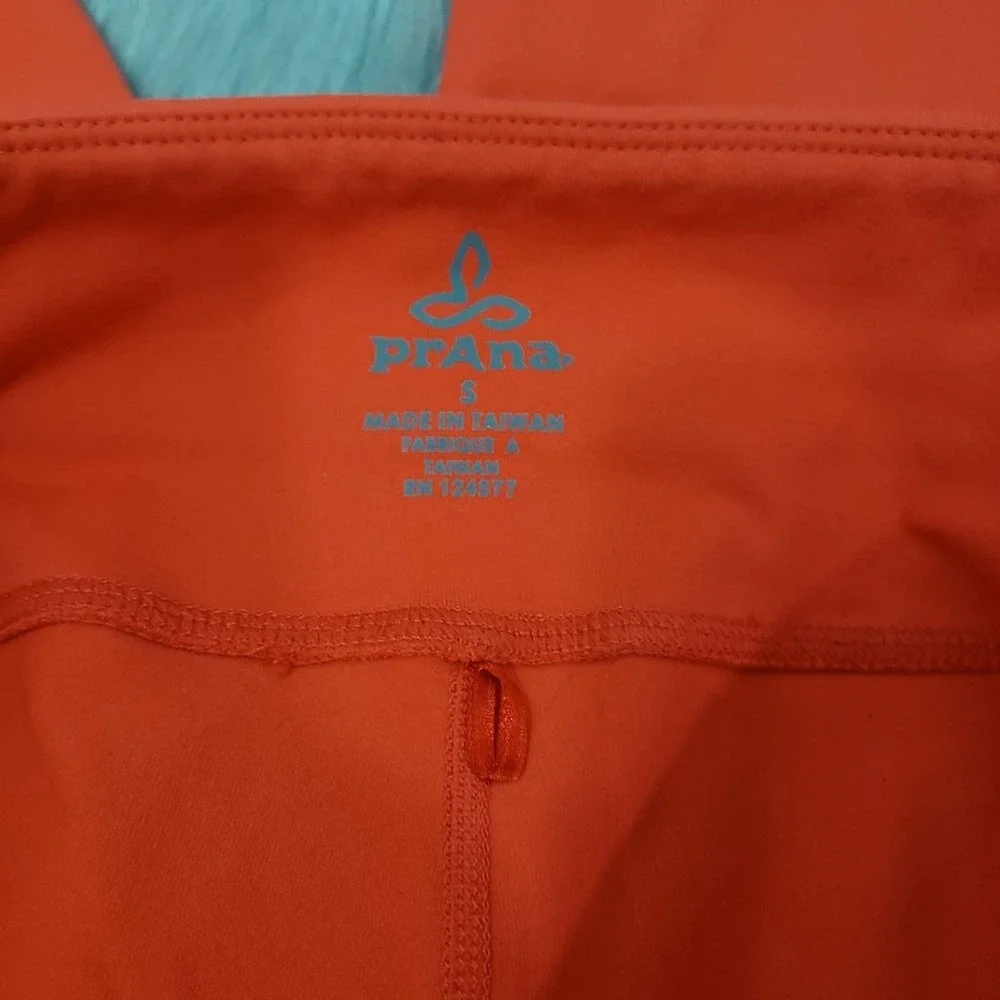 PrAna‎ orange biker shorts / knee length athletic shorts woman's size small - Picture 2 of 5